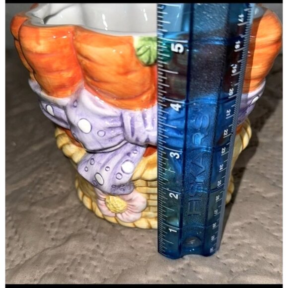 Ceramic Carrot Basket Cookie Jar With Chick Lid - Picture 6 of 8
